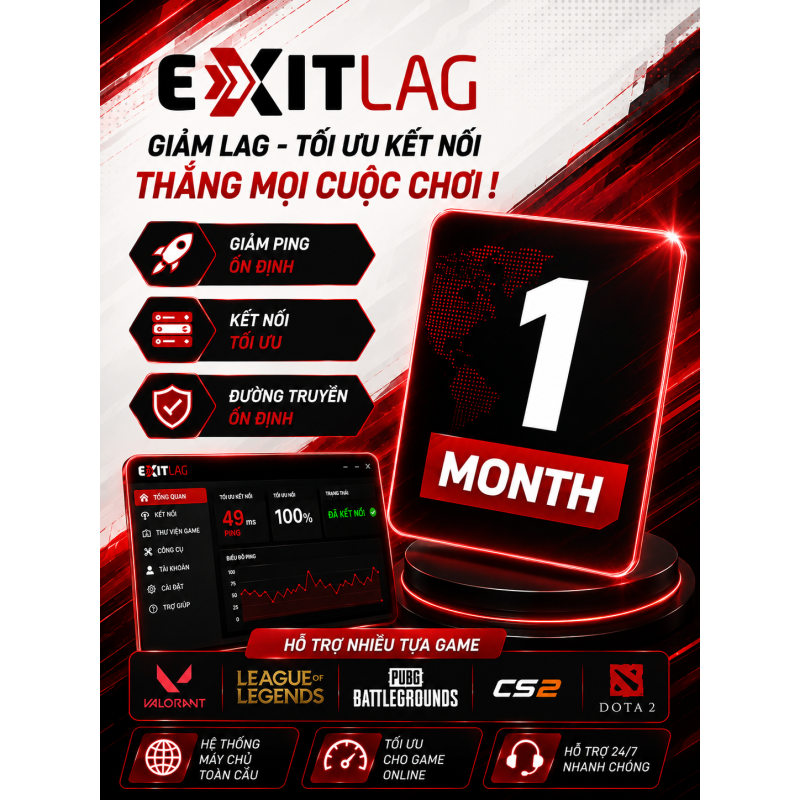 Exitlag 1 Month - Giảm Ping Giảm Lag đến 90%